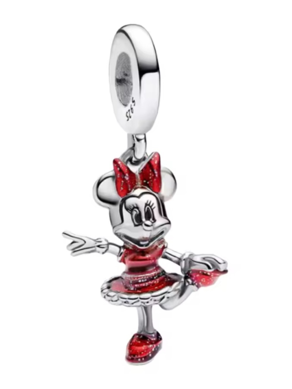 NWOT Disney Minnie Mouse Ice Skating Dangle Charm Sterling Silver 925